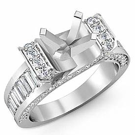 2 Ct Round Baguette Diamond Engagement Ring Setting 14k W Gold