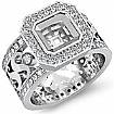 1.30 ct Asscher Diamond Anitque Designer Engagement Ring Gold
