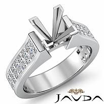 2.2 Ct Princess Invisible Diamond Engagement Semi Mount Ring 14k Wh Gold Setting