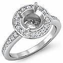 1 Ct Round Pave Set Diamond Engagement Ring 14k W Gold
