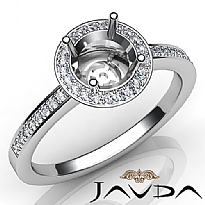 1Ct Halo Pave Setting Diamond Engagement Round Semi Mount Ring 14K White Gold