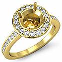 Round Pave Set Diamond Engagement Ring 18k Gold Yellow (1Ct. tw.)