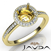 Halo Pave Setting Diamond Engagement Round Semi Mount Ring 14k Gold Yellow (1Ct. tw.)