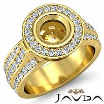 Diamond Engagement Ring Round Semi Mount 14k Gold Yellow Halo Pave Setting (1.65Ct. tw.)