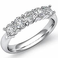 5 Stone Round Prong Diamond Women's Half Wedding Band 14k White Gold Ring 0.5Ct