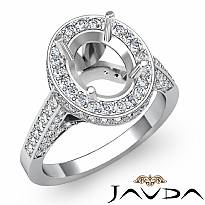 1.30 Ct Diamond Engagement Ring Oval Semi Mount Halo Pave Setting 14k White Gold