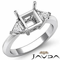 Diamond Engagement Three Stone Trillion Princess Setting Ring 14k W Gold 0.55Ct