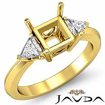 Diamond Engagement Three Stone Trillion Princess Setting Ring 18k Gold Yellow  (0.55Ct. tw.)