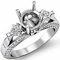 0.95Ct Princess Round Diamond Engagement Ring Setting 14k W Gold