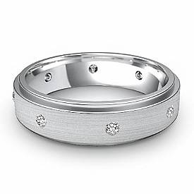 0.16Ct Round Diamond Men Eternity Wedding Band 14k White Gold