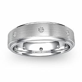 0.16Ct Round Diamond Men Eternity Wedding Band 14k White Gold