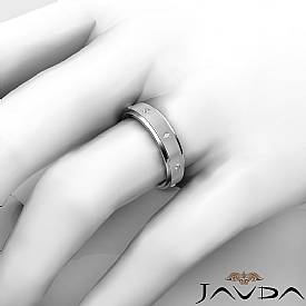 0.16Ct Round Diamond Men Eternity Wedding Band 14k White Gold