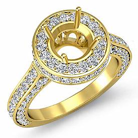 Diamond Engagement Ring Halo Pave Setting 14k Gold Round Semi Mount (1.6Ct. tw.)