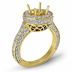 Diamond Engagement Ring Halo Pave Setting 14k Gold Round Semi Mount (1.6Ct. tw.)