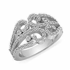 1 CT Round Diamond Women Right Hand Fashion Ring W Gold