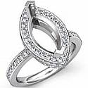 0.90Ct Pave Diamond Engagement Ring Marquise Setting 14k White Gold