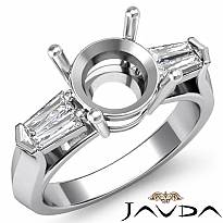 Baguette Round Diamond Three 3 Stone Engagement Ring Semi Mount 14k W Gold 1/2Ct