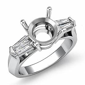 0.50Ct Baguette Diamond 3 Stone Anniversary Ring Setting 14k W Gold