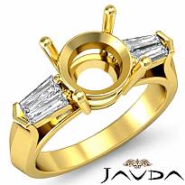 Baguette Round Diamond Three 3 Stone Engagement Ring Semi Mount 14k Gold Yellow  (0.5Ct. tw.)