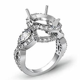 Pear Diamond Three 3 Stone Anniversary Setting Ring 14k W Gold Semi Mount 1.4Ct