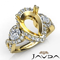 Pear Diamond Three 3 Stone Anniversary Setting Ring 14k Gold Yellow Semi Mount  (1.5Ct. tw.)