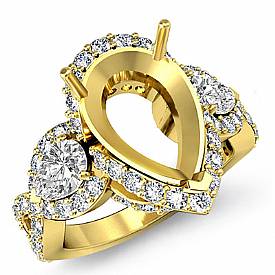 Pear Cut Diamond 3 Stone Anniversary Ring Setting 14k Gold (1.4Ct. tw.)