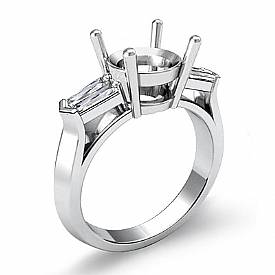 0.50Ct Baguette Diamond 3 Stone Anniversary Ring Setting 14k W Gold