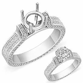 1.70 Ct Round Princess Vintage Diamond Engagement Ring 14k W Gold