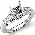 0.45Ct Princess Baguette Diamond 3 Stone Engagement Ring 14k Gold