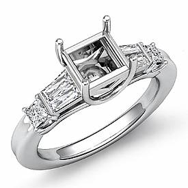 0.45Ct Princess Baguette Diamond 3 Stone Engagement Ring 14k Gold