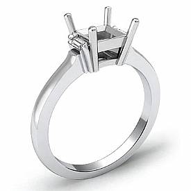 0.15 Ct Princess Diamond 3 Stone Engagement Ring Setting 14k W Gold