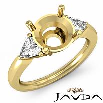 Three Stone Diamond Engagement Trillion Round Semi Mount Ring 18k Gold Yellow  (0.55Ct. tw.)