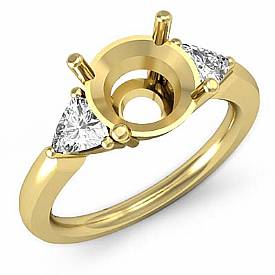 Three Stone Diamond Engagement Trillion Round Semi Mount Ring 14k Gold  (0.55Ct. tw.)