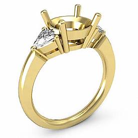 Three Stone Diamond Engagement Trillion Round Semi Mount Ring 14k Gold  (0.55Ct. tw.)