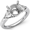 0.55Ct Diamond 3 Stone Engagement Ring Round Setting 14k White Gold