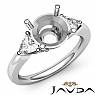 Three Stone Diamond Engagement Trillion Round Semi Mount Ring 14k W Gold 0.55Ct