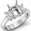 0.50 Ct Emerald Cut Diamond 3 Stone Anniversary Ring Setting WG