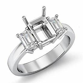 0.50 Ct Emerald Cut Diamond 3 Stone Anniversary Ring Setting WG