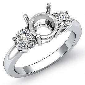 0.30 Ct Round Diamond 3 Stone Anniversary Ring 14k W Gold