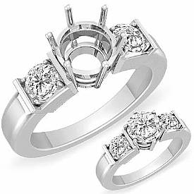 0.50 Ct Round Diamond 3 Stone Anniversary Ring Setting 14k W Gold