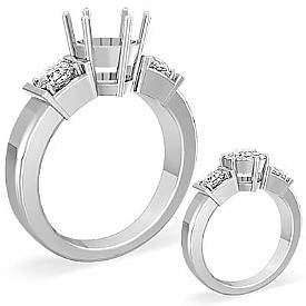 0.50 Ct Round Diamond 3 Stone Anniversary Ring Setting 14k W Gold