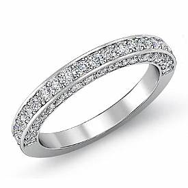 0.64Ct Round Diamond Half wedding Band Matching Set 14k White Gold