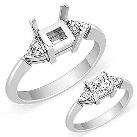 0.30 Ct Diamond 3Stone Anniversary Ring Princess Setting 14k WG