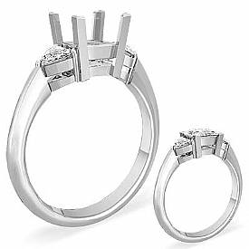 0.30 Ct Diamond 3Stone Anniversary Ring Princess Setting 14k WG