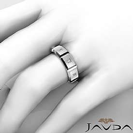 1/2 Ct Princess Cut Men Diamond Wedding Eternity Band 14k W Gold
