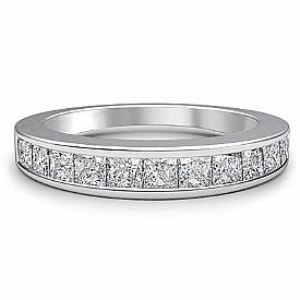 0.75 CT Princess Diamond Wedding Band 14k W Gold