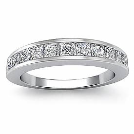 0.75 CT Princess Diamond Wedding Band 14k W Gold