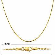 14k Yellow Gold Diamond Cut Rope Hip Hop Chain Mens Necklace (1mm,18