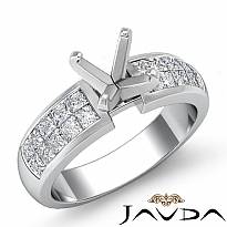 0.86Ct Princess Diamond Women Engagement Ring Invisible 14k White Gold Semi Mount