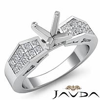 0.68Ct Princess Diamond Women Engagement Ring Invisible 14k White Gold Semi Mount